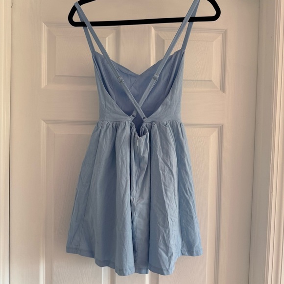 NWT HELLO MOLLY Sunbeam Warmth Light Blue Linen Mini Dress S 4 - Picture 6 of 11